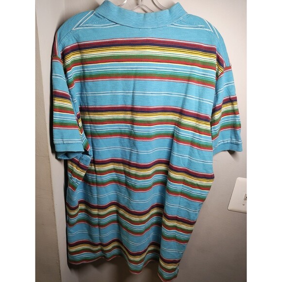 Vintage 90s Polo Ralph Lauren Textured Stripe Multi Color Preppy Bright Polo XXL - Picture 7 of 7